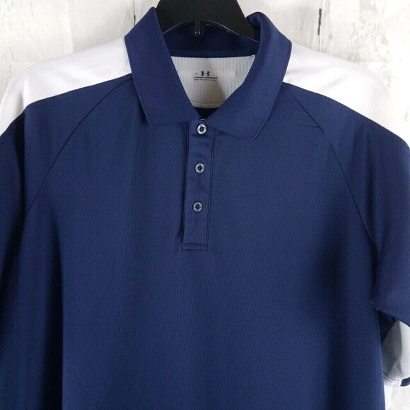 Under Armour Mens Blue White Golf Polo Shirt Size XL - Picture 2 of 9